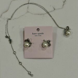 Kate Spade Pearl Bow Necklace and Earring Set